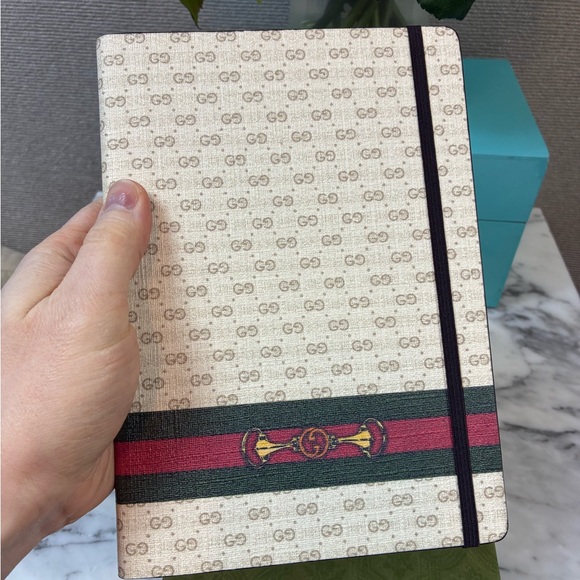 Gucci GG Horsebit Leather Notebook Red & Green Stripe - NWT w/ Dust Bag & Box - Picture 3 of 10